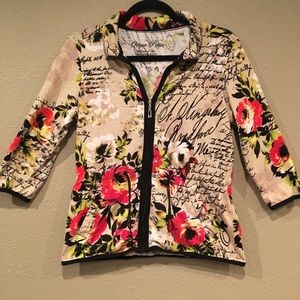 Onque Petite Floral zip up Jacket, Petite medium